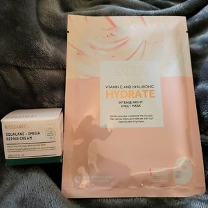 NIB Biossance Squalene and Omega Repair Cream 15ML with Luxe Sheet Mask